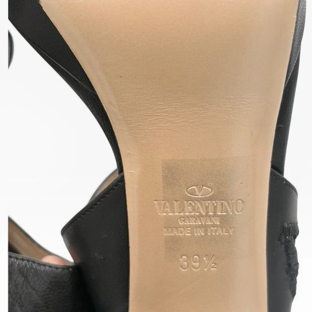 Valentino Garavani Platform Heels COA‎ 39.5 Black Lace Floral Leather Stiletto